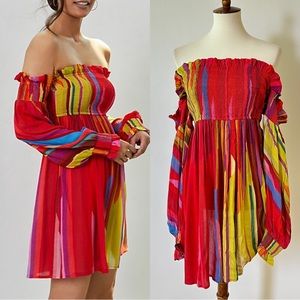 Anthropologie Conditions Apply Ruffle Off the Shoulder Mini Dress Size Large